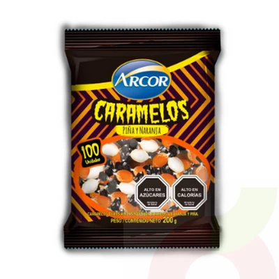 Halloween Caramelos sabor Piña y Naranja Arcor 200Gr 