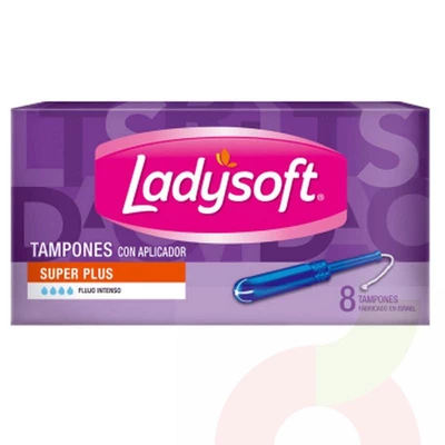 Tampones con Aplicador Super Plus Ladysoft 8 Unidades