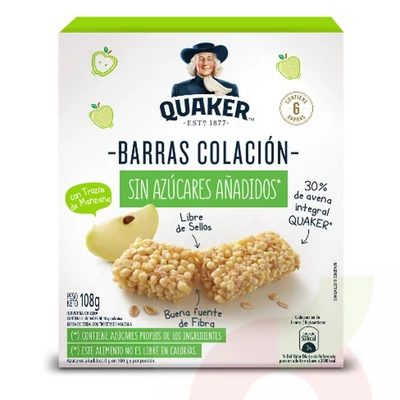 Barras Colación Manzana Quaker 6 Unidades 108Gr