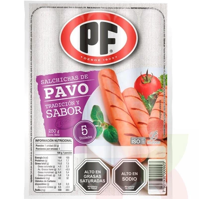 Salchicha Pavo Tradicional PF 250Gr