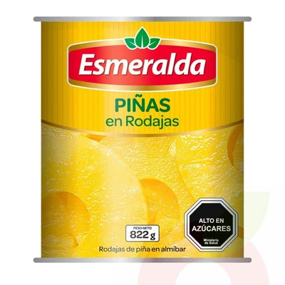 Piña Rodajas en Almíbar Esmeralda 822Gr