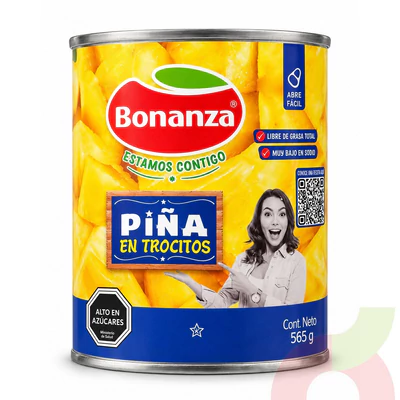 Piña en Trocitos Bonanza 565Gr - 340Gr Drenado