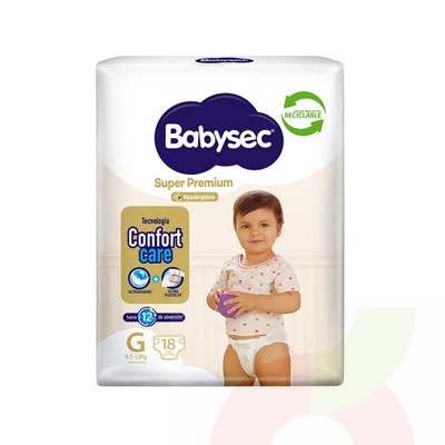 Pañales Babysec Super Premium XG 18 Unidades