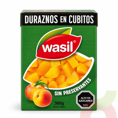 Duraznos en Cubitos Wasil 380Gr - 200Gr Drenado