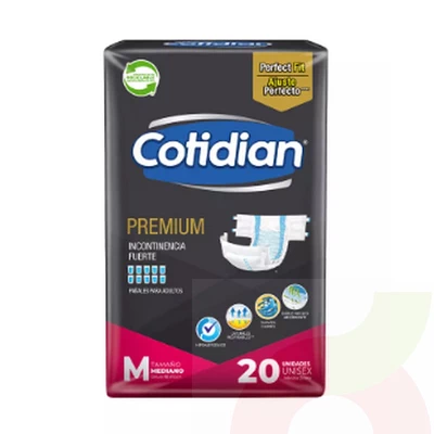 Pañal Adulto Incontinencia Fuerte Unisex Premium M Cotidian 20 Unidades