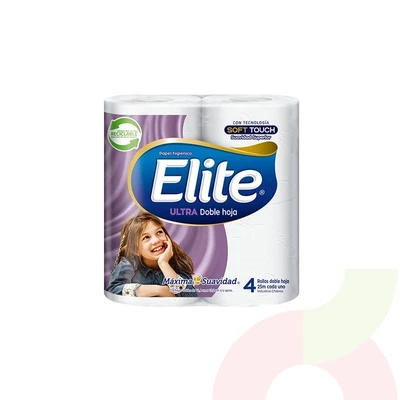 Papel Higiénico Ultra Doble Hoja Elite 25Mt 4 Unidades