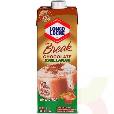 Leche Semidescremada Chocolate y Avellana Loncoleche 1Lt