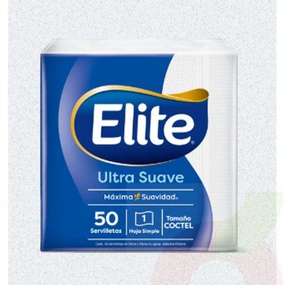 Servilleta Ultra Suave Hoja Simple Cóctel Elite 50 Unidades