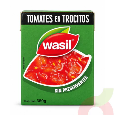 Tetrapack Tomates en Trocitos Wasil 380Gr