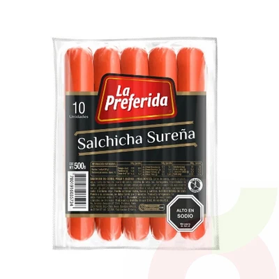 Salchicha Sureña La Preferida 10 Unidades 500Gr