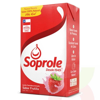 Leche Semidescremada Frutilla Soprole 1Lt