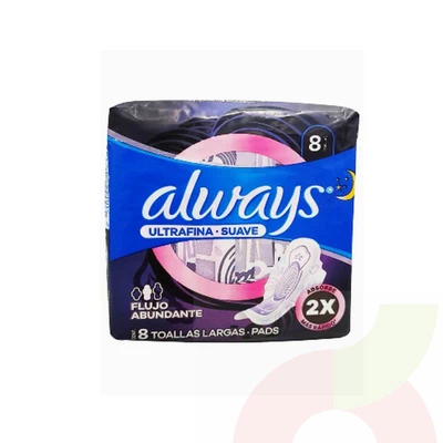 Toallas Sanitarias Nocturnas Ultrafinas 8 Unidades 