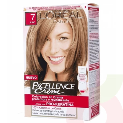 Tintura Pelo Excellence Creme 7 Pro-Keratina Rubio L´oréal