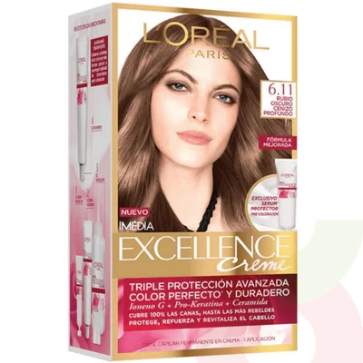 Tintura Pelo Excellent Creme 6.11 Rubio Oscuro Cenizo Profundo L´oréal