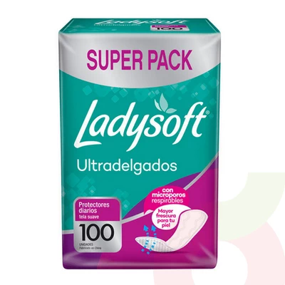 Protectores Diarios Suave Ultradelgados Ladysoft 100 Unidades