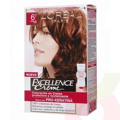 Tintura Pelo Excellence Creme 6.7 Pro-Keratina Chocolate Puro L´oréal