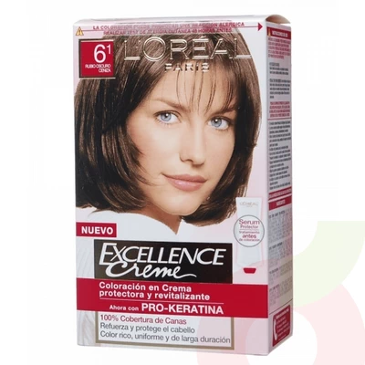 Tintura Pelo Excellence Creme 6.1 Pro-Keratina Rubio Oscuro Ceniza L´oréal