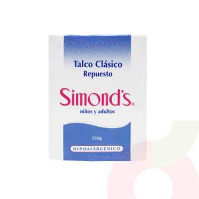 Talco Clásico Repuesto Hipoalergénico Simonds 250Gr