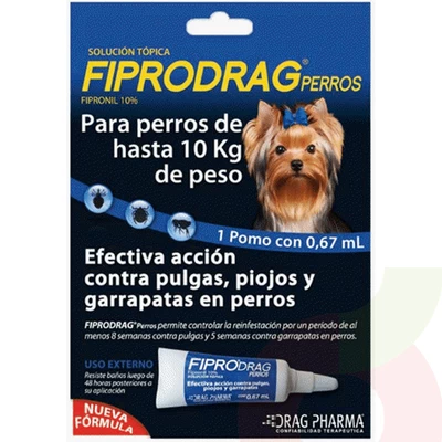 Solución Tópica Perros de Hasta 10Kg Fiprodrag 0.67Ml