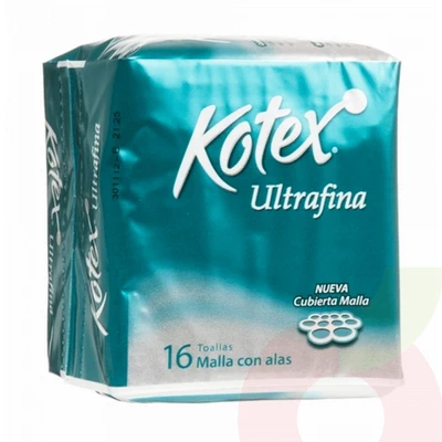 Toallitas Higiénicas Ultrafina Cubierta Malla Kotex 16 Unidades