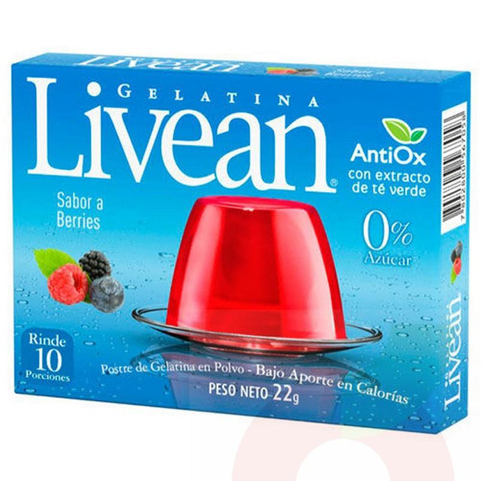 Gelatina Berries 0% Azúcar Livean 22Gr - Galatina Sabor Berries Livean 22Gr