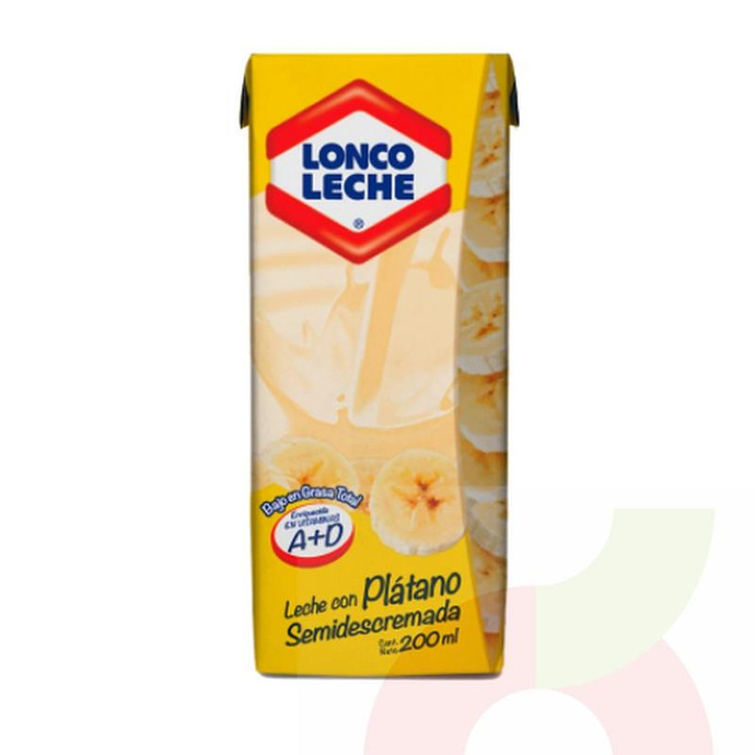 Leche Semidescremada Plátano Loncoleche 200Ml - Leche Semidescremada Plátano-Loncoleche 200Ml