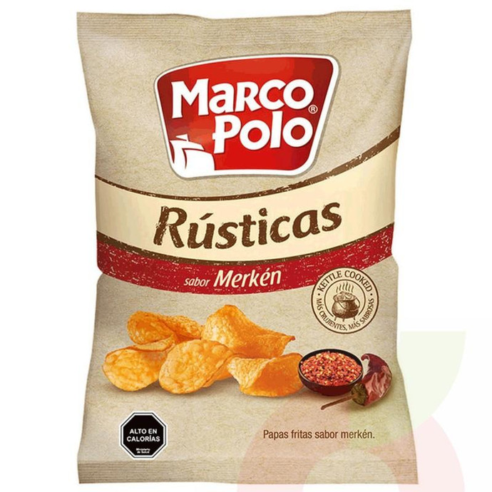 Papas Rústicas Merkén Marco Polo 185Gr - Papas Fritas Rústicas Sabor Merquén-Marco Polo 185Gr