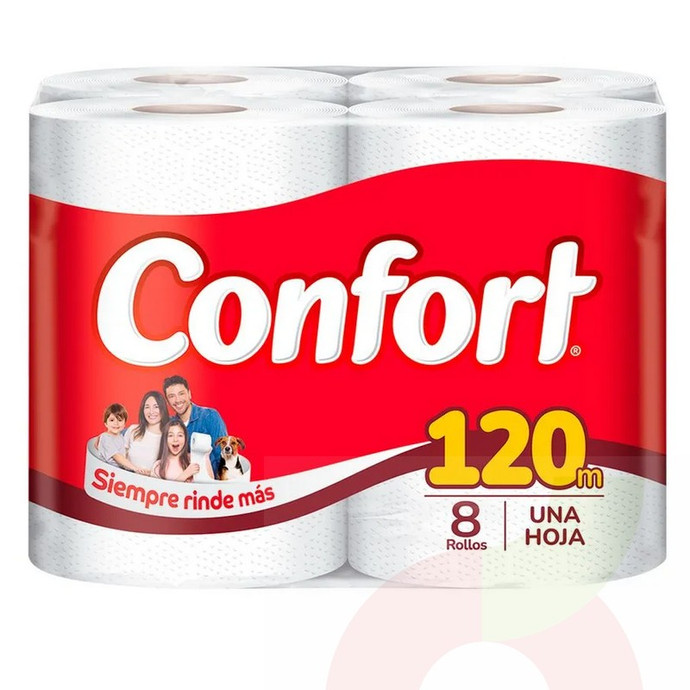 Papel Higiénico Confort Familiar 8 Unidades 120M - Papel higienico 120 metros.jpg