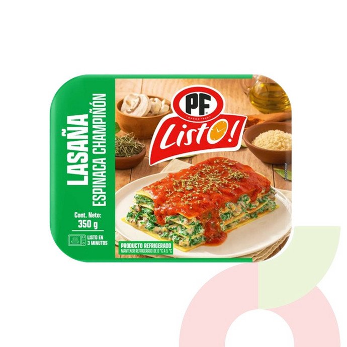 Lasaña Espinaca Champiñón PF Listo 350Gr - 7801930001869.JPG