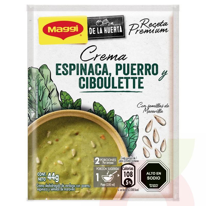 Crema de Espinaca, Puerro y Ciboulette Maggi 44Gr - Maggi La Huerta Crema 44Gr Ver. (N)