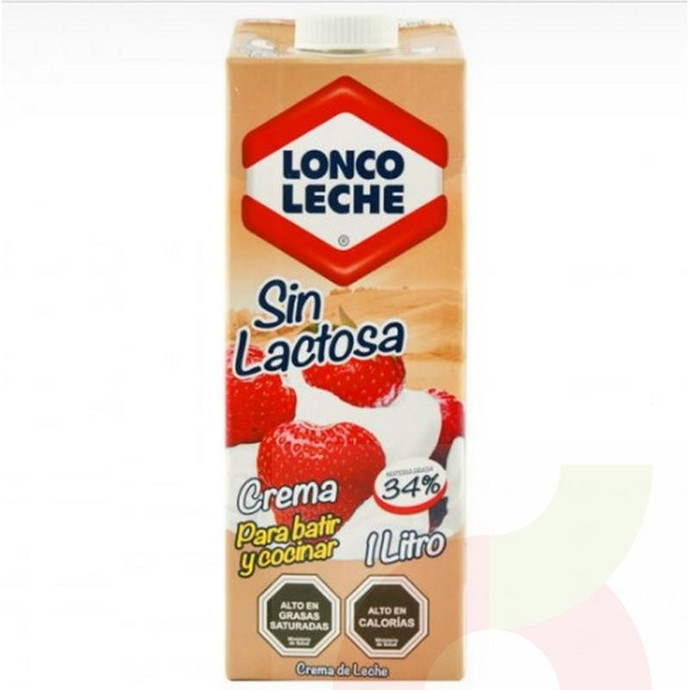 Crema De Leche Sin Lactosa Loncoleche 1L - Crema De Leche Sin Lactosa, Loncoleche 1L