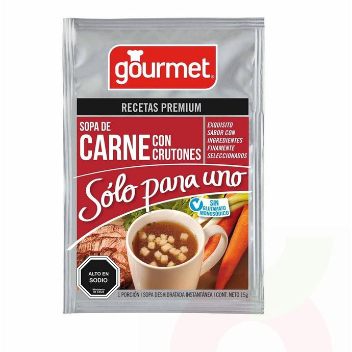 Sopa de Carne Solo Para Uno Gourmet 15Gr - Sopa De Carne Con Crutones Gourmet 15Gr