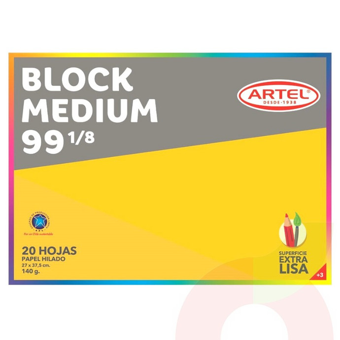 Block Dibujo  Nº99 20 Hojas 27x38 Artel - Block-de-Dibujo-Medio-N°99-18-20-Hojas-Artel.JPG