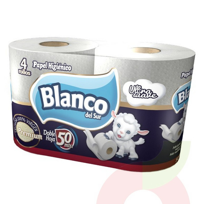 Papel Higiénico Blanco Del Sur 50Mt 4Unid - papel higienico 50mt 4unid.JPG