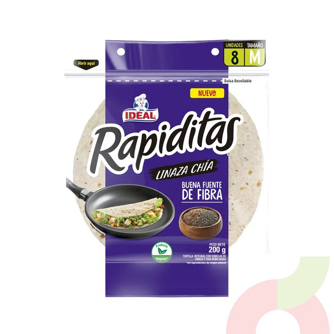 Tortillas Rapiditas Linaza Chía M Ideal 200Gr 8 Unidades - 7803403003424.JPG