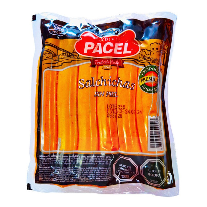 Salchichas Sin Piel Pacel 500Gr - Salchicha sin piel 500g.jpg