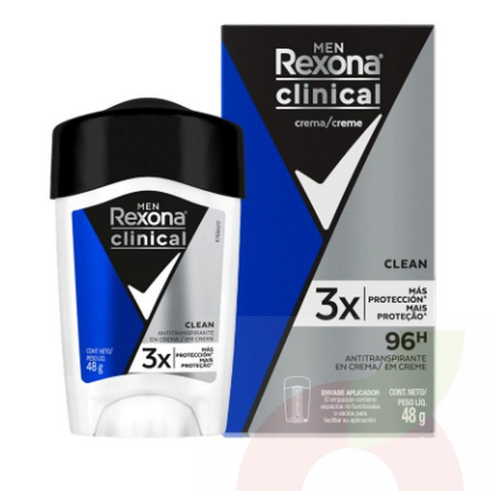 Antitranspirante Barra Men Clean Rexona Clinical 48Gr - Desodorante Men Clean-Rexona Clinical 48Gr