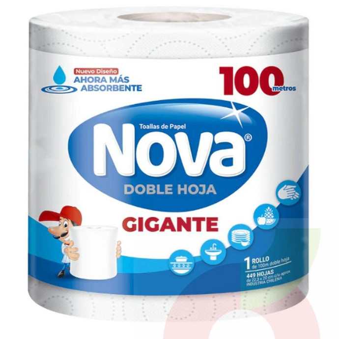 Toalla Papel Gigante Doble Hoja Nova 100Mt - Toalla Nova 100Mt Gigante