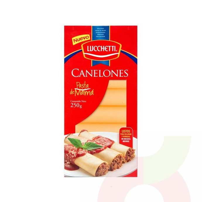Pasta Canelones Lucchetti 250Gr - Pasta Canelones Lucchetti 250 Gr