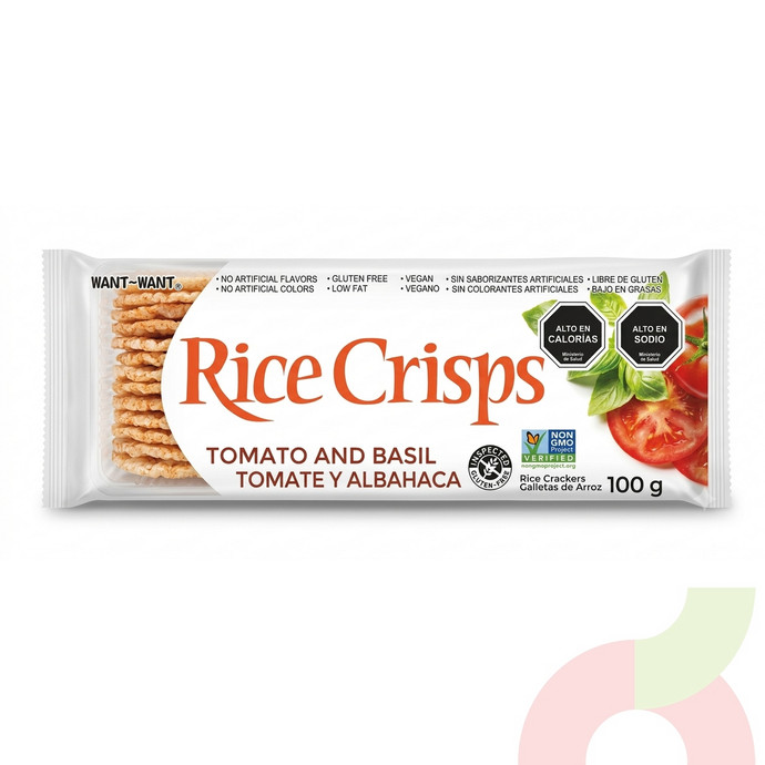 Galletas de Arroz Tomate & Albahaca Want-Want 100Gr  - Galletas de Arroz Tomate & Albahaca Want-Want 100Gr.JPG