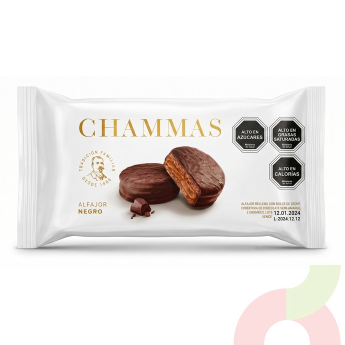 Alfajor Negro Chammas 300Gr 6 Unidades - Alfajor Negro Chammas 300Gr.JPG