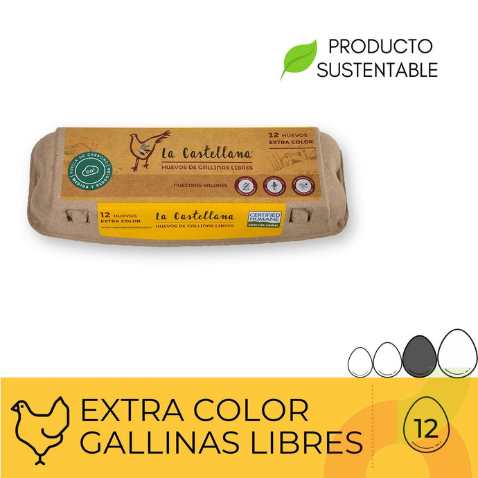 Huevos Extra Color La Castellana 12 Unidades - HUEVOS CASTAÑO 12.JPG