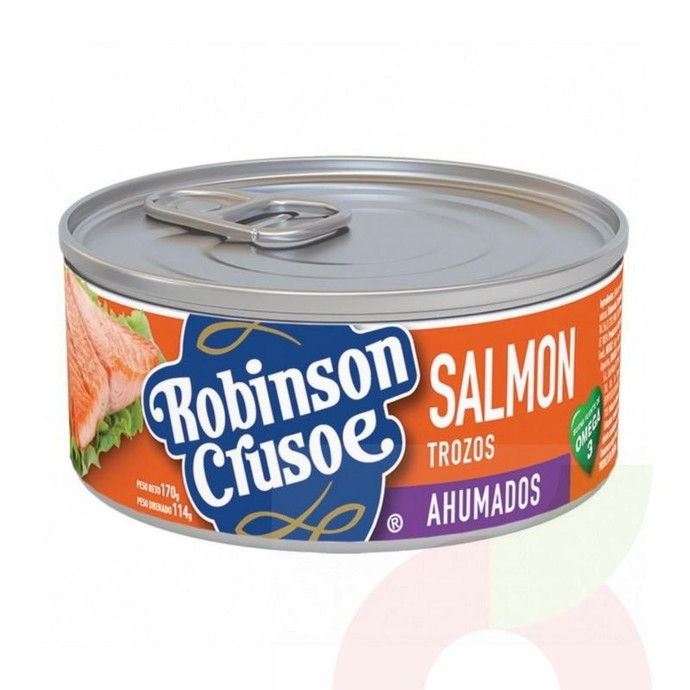 Salmón Ahumado en Trozos Robinson Crusoe 170Gr - Salmon Rcrusoe Trz.170Gr Ahumado
