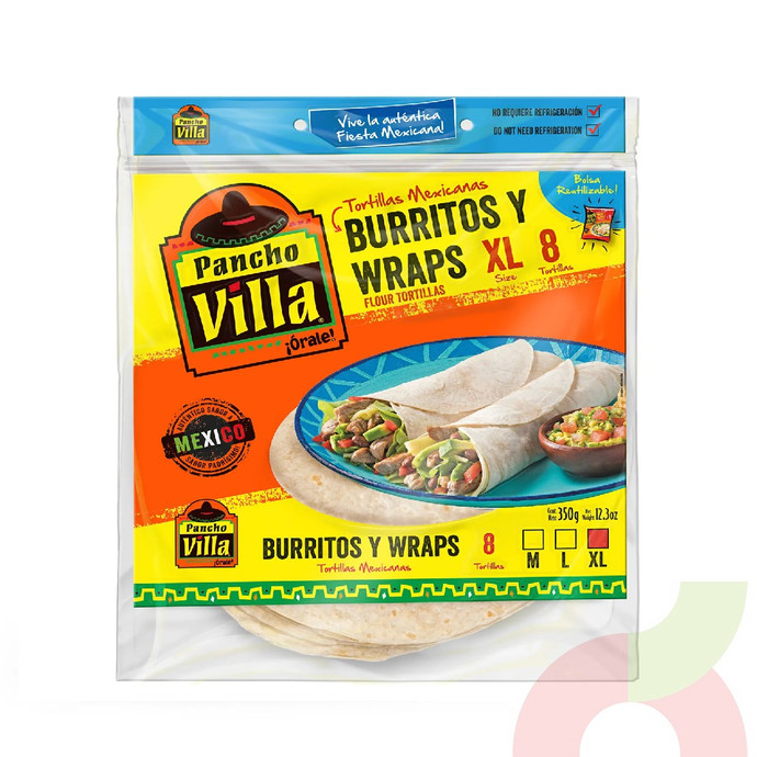  Tortillas Burritos y Wraps XL Larga Duración Pancho Villa 350Gr 8 Unidades - 7802095180161.JPG