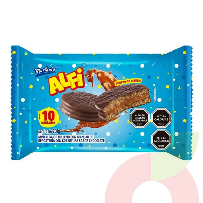 Alfajor con Manjar Alfi Marinela 150Gr 10 Unidades - 7803473004680.JPG