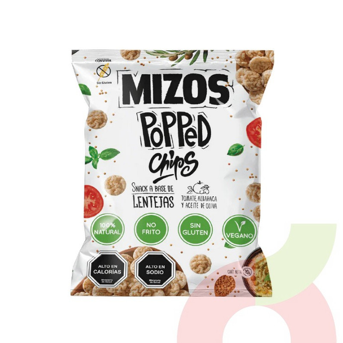 Popped Chips Lentejas Tomate Albahaca y Aceite de Oliva Mizos 20Gr - 7804646450167.JPG