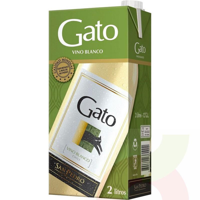Vino Tetrapack Blanco Gato 2Lt - Vino Blanco-Gato Tetrapack 2Lt
