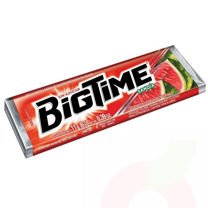 Chicle Bigtime Sandía 11Gr  - Chicle Bigtime 11Gr Sandia
