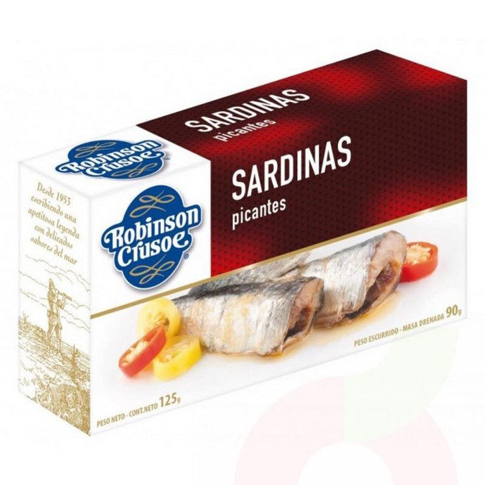 Sardinas Picantes en Aceites Robinson Crusoe 125Gr  - Sardinas R.Crusoe 125Gr Aceite Picantes