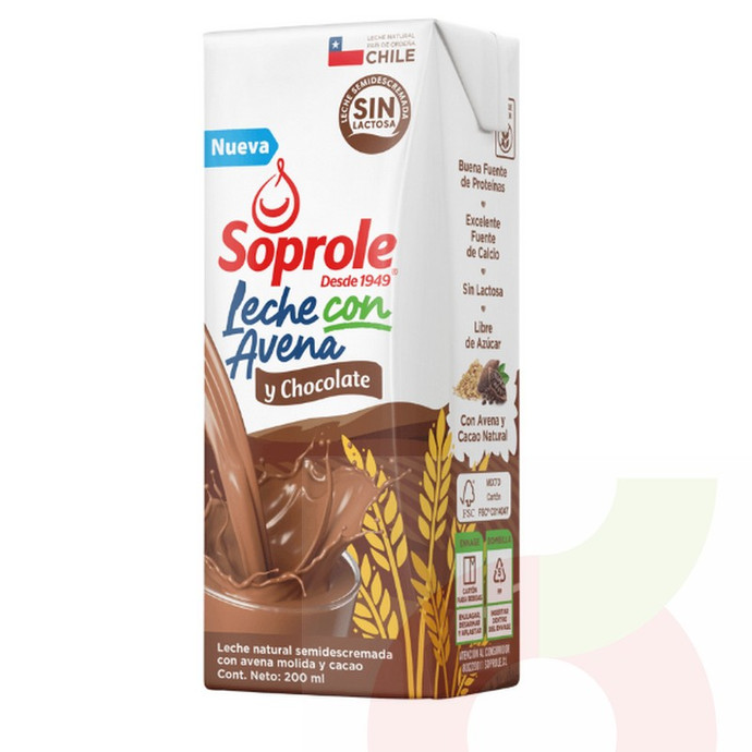 Leche Semidescremada Chocolate Con Avena Soprole 200Ml  - leche con avena y chocolate soprole 200ml.jpg